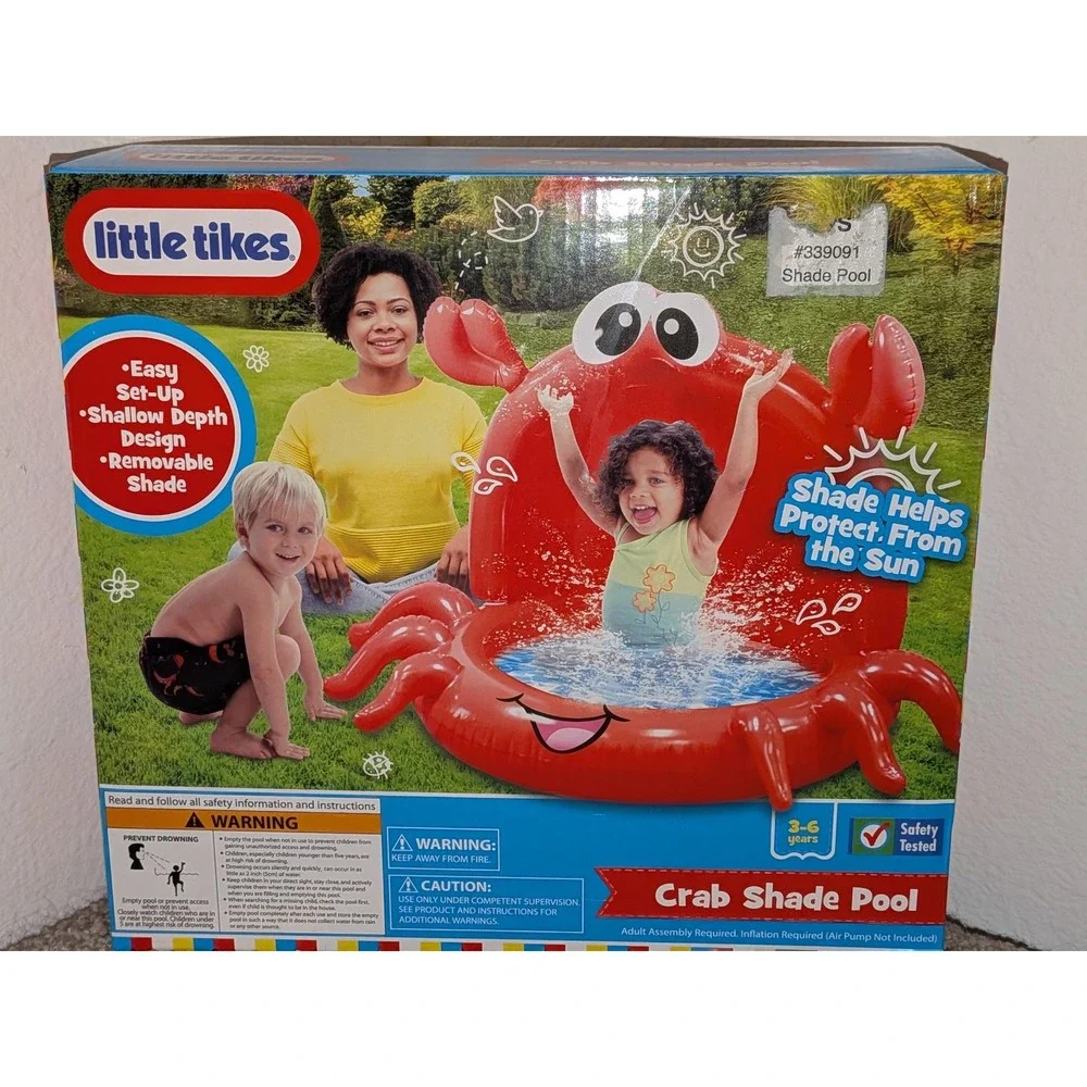 Little Tikes Crab Shade Pool 3-6 Years Easy Set-Up Shallow‎ Inflatable New